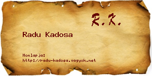 Radu Kadosa névjegykártya